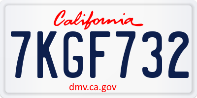 CA license plate 7KGF732
