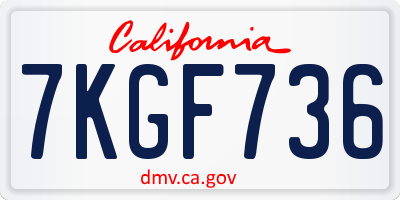 CA license plate 7KGF736