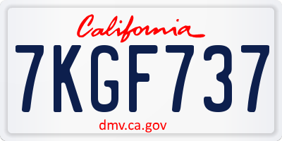 CA license plate 7KGF737