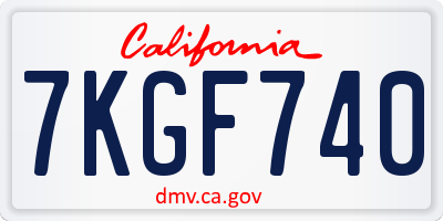CA license plate 7KGF740