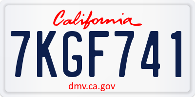 CA license plate 7KGF741