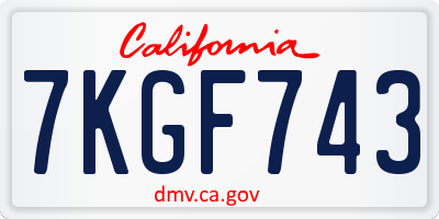 CA license plate 7KGF743