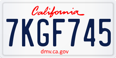 CA license plate 7KGF745