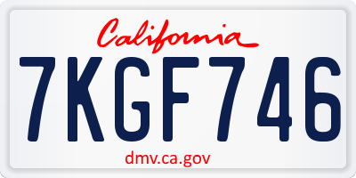 CA license plate 7KGF746