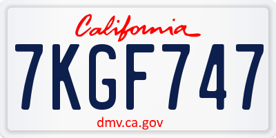 CA license plate 7KGF747