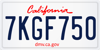 CA license plate 7KGF750