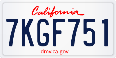 CA license plate 7KGF751