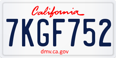 CA license plate 7KGF752