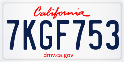 CA license plate 7KGF753