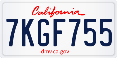 CA license plate 7KGF755