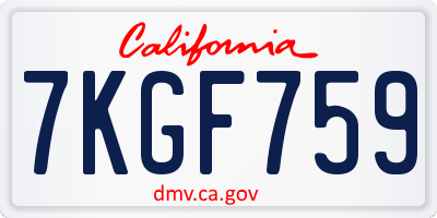 CA license plate 7KGF759