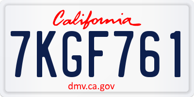 CA license plate 7KGF761