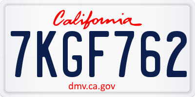 CA license plate 7KGF762