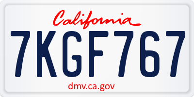 CA license plate 7KGF767