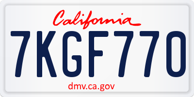 CA license plate 7KGF770