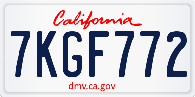 CA license plate 7KGF772