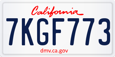 CA license plate 7KGF773