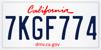 CA license plate 7KGF774