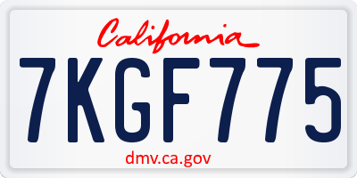 CA license plate 7KGF775