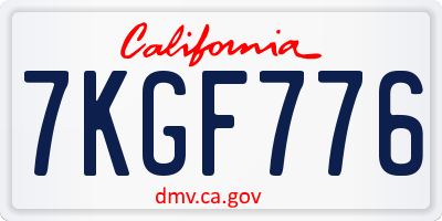 CA license plate 7KGF776