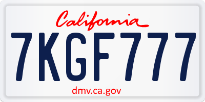 CA license plate 7KGF777