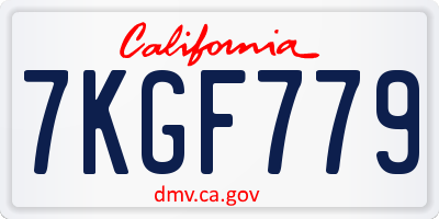 CA license plate 7KGF779