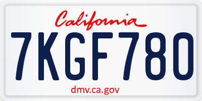 CA license plate 7KGF780