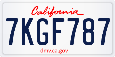 CA license plate 7KGF787