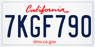 CA license plate 7KGF790