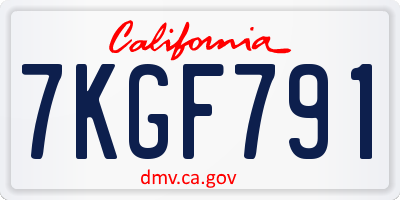 CA license plate 7KGF791