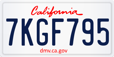 CA license plate 7KGF795