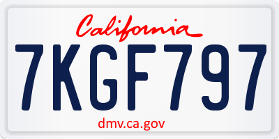 CA license plate 7KGF797