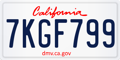 CA license plate 7KGF799