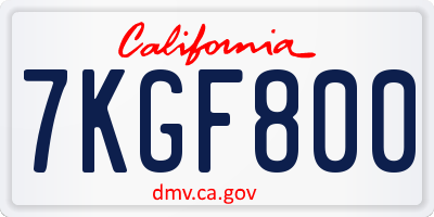 CA license plate 7KGF800