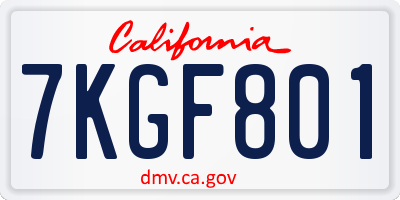 CA license plate 7KGF801