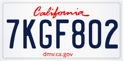CA license plate 7KGF802