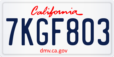 CA license plate 7KGF803