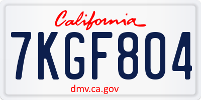 CA license plate 7KGF804