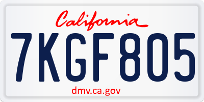 CA license plate 7KGF805