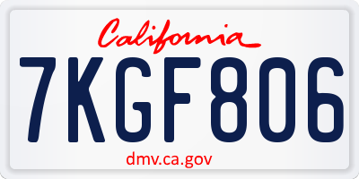 CA license plate 7KGF806