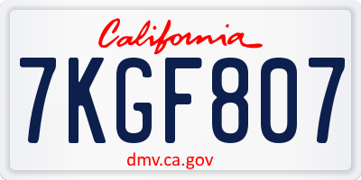 CA license plate 7KGF807