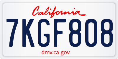 CA license plate 7KGF808