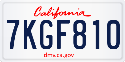 CA license plate 7KGF810