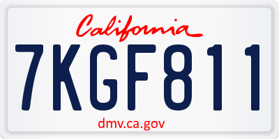 CA license plate 7KGF811