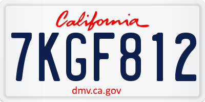CA license plate 7KGF812