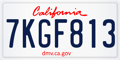 CA license plate 7KGF813
