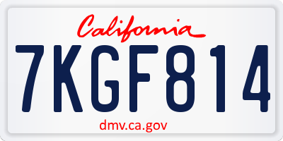 CA license plate 7KGF814