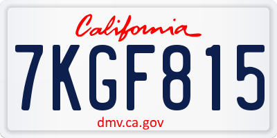 CA license plate 7KGF815
