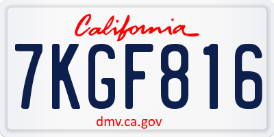 CA license plate 7KGF816