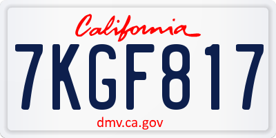 CA license plate 7KGF817